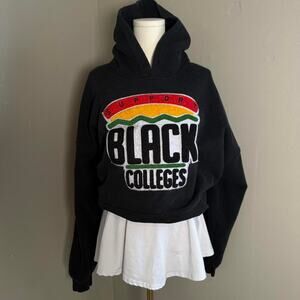 Black red embroidered hoodie